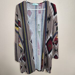 Chris & Carol Womens Southwestern Aztec Lightweight Open Cardigan-Size M